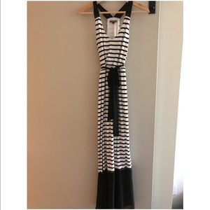 Express white and black striped maxi dress
